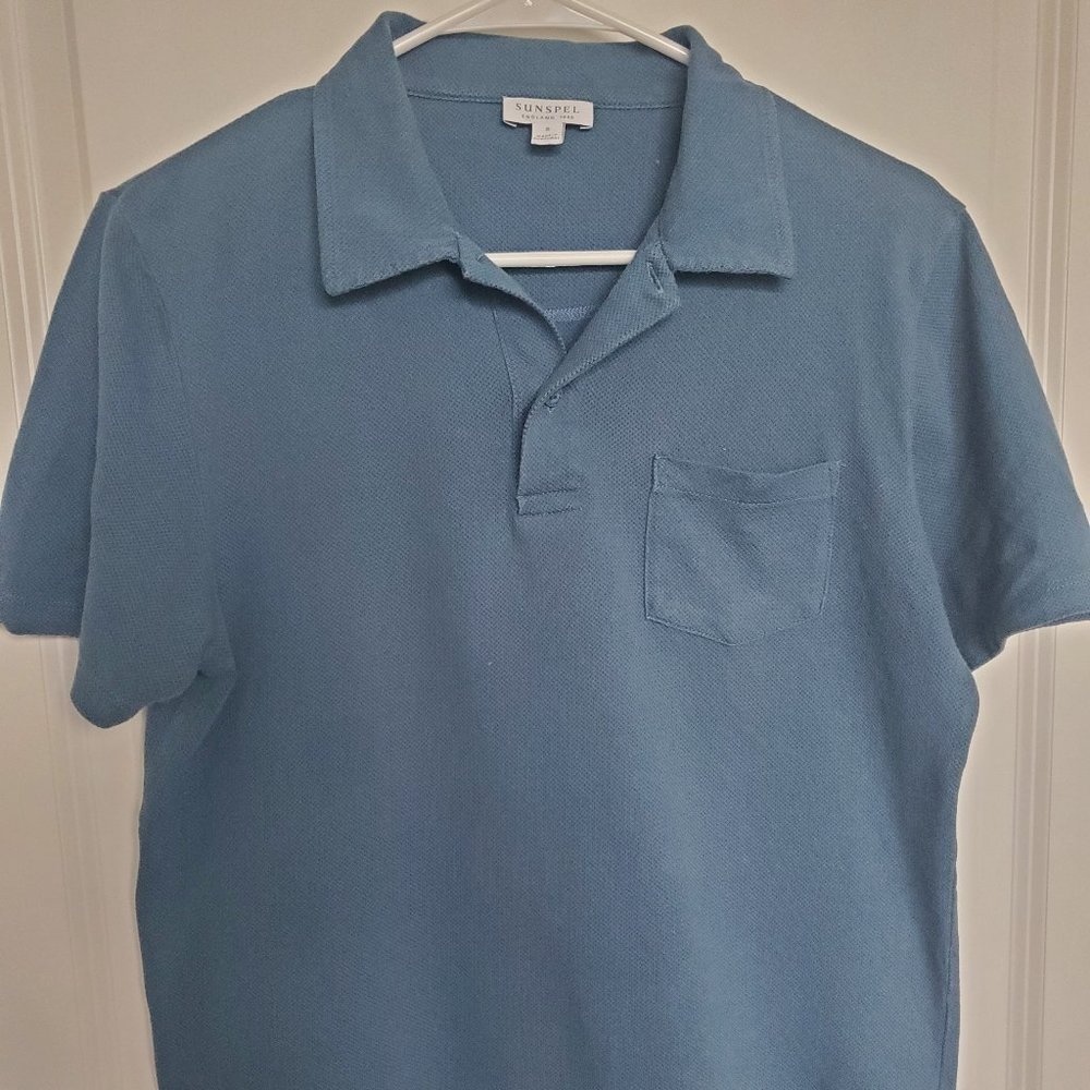 Sunspel Riviera Polo, Marine Blue, Small